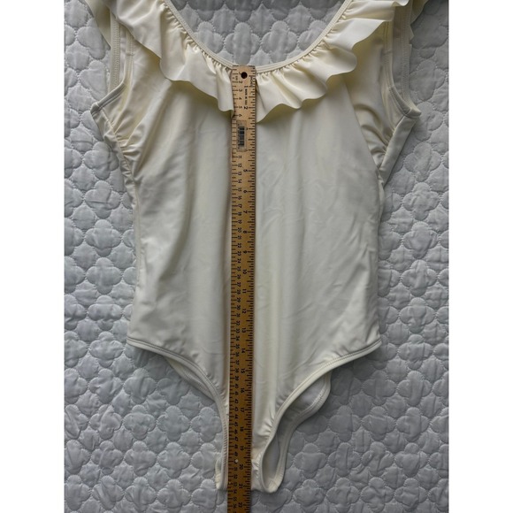 Sugar Coast by Lolli Ruffle One Piece Swimsuit Ivory White Size M - Picture 8 of 9